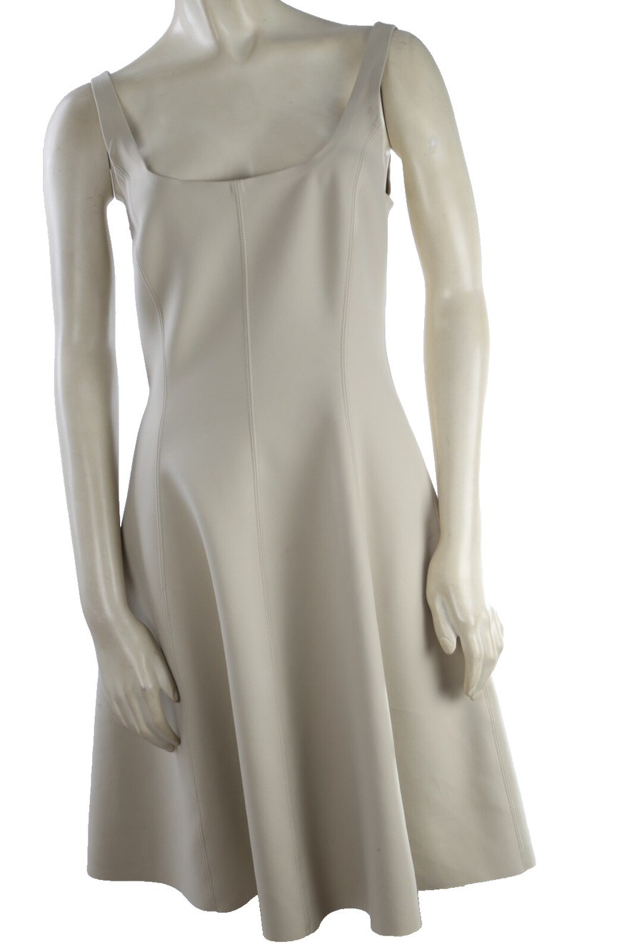 THEORY Dress Cream Sleeveless Fit Flare Sheath Slim Size 8